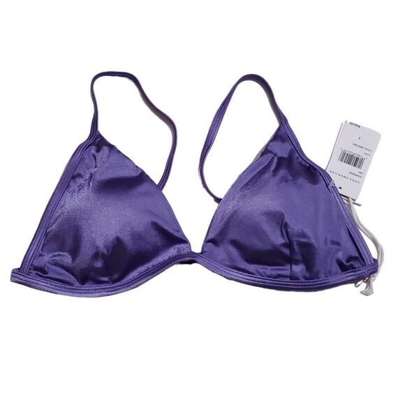 Good American Support Bikini Top Purple Lilac Shine Size 3 Large String Triangle - Picture 2 of 9